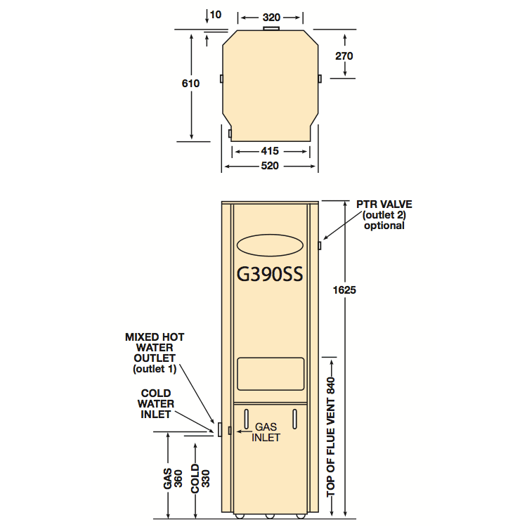 Aquamax 390 Stainless Steel Gas Storage Hot Water System Supply and Installed - Image 2